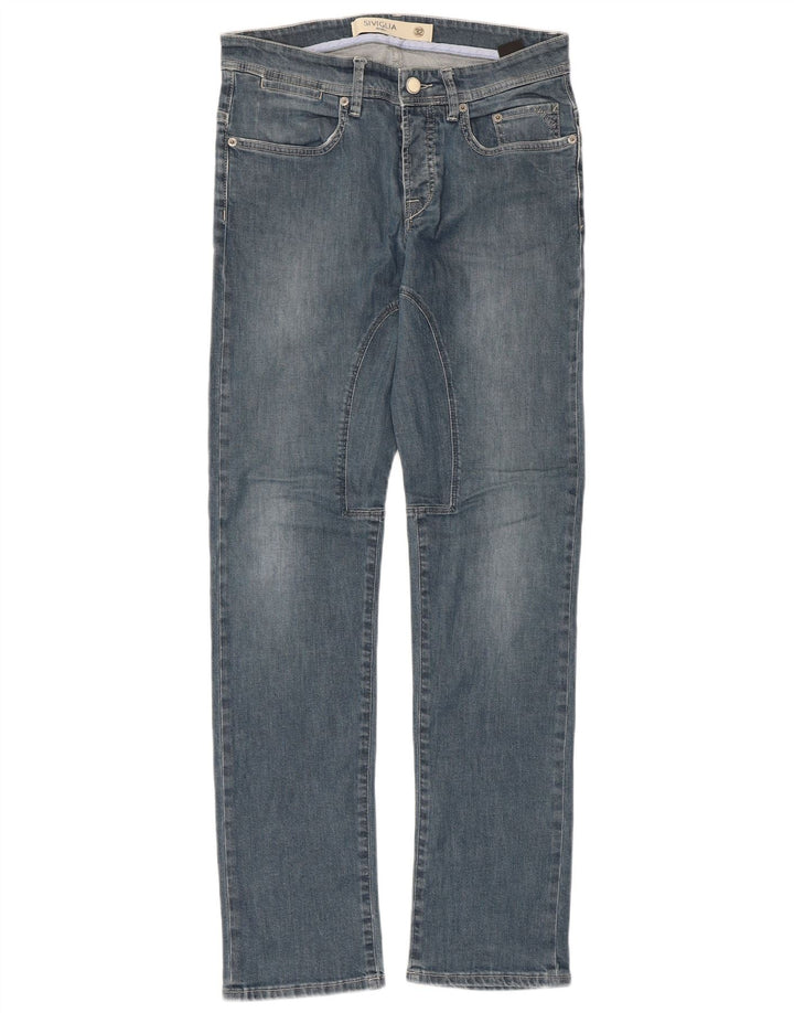 SIVIGLIA Herren Straight Jeans W32 L32 Blaue Baumwolle
