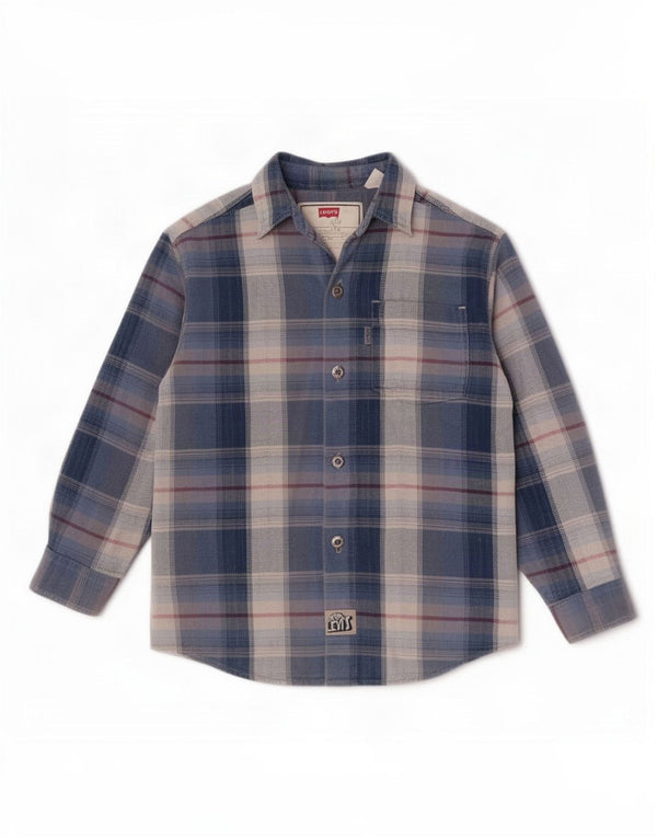 Levi's Flanellhemd für Jungen, 4–5 Jahre, blau karierte Baumwolle