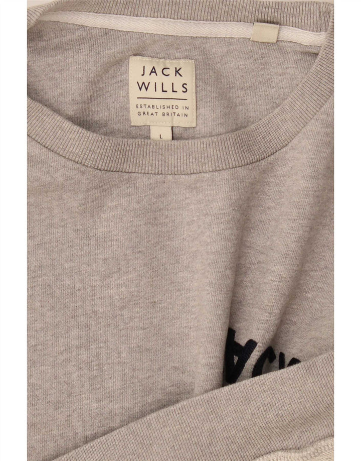 Jack Wills Herren-Sweatshirt mit Grafik, Größe L, Grau