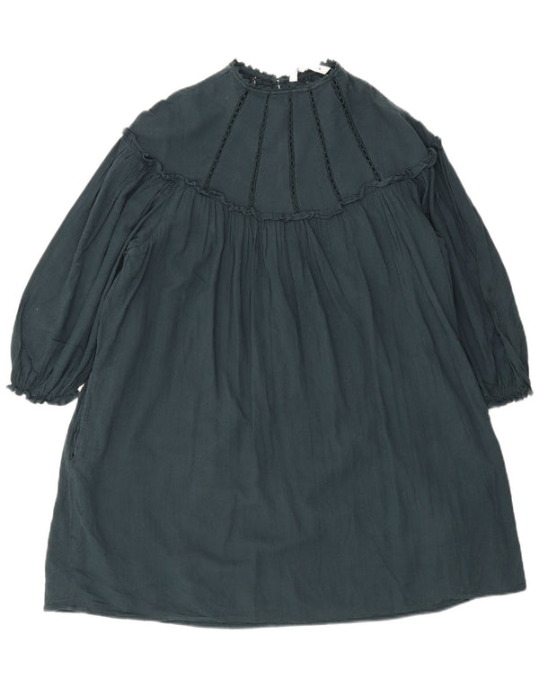 Zara Damen-Kleid mit 3/4-Ärmeln, gestuft, Gr. 44, Größe L, Grün, Baumwolle