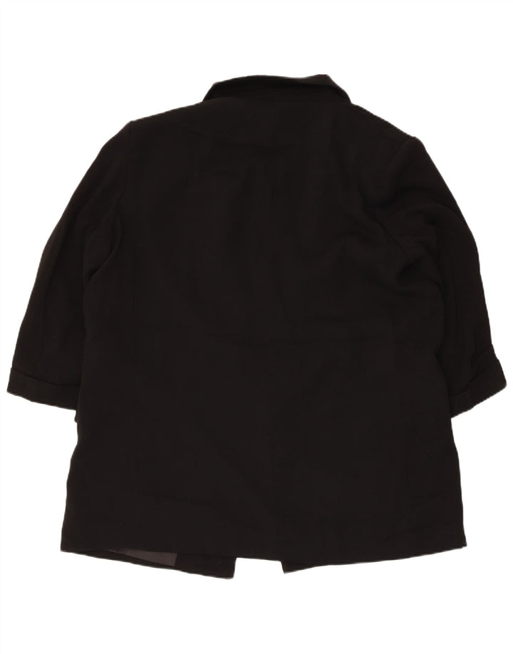 Zara Damen-Blazer mit 3/4-Ärmeln, offen, UK 18, XL, Schwarz, Polyester
