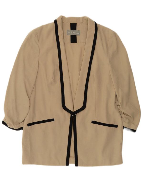 Marks & Spencer Offene Blazerjacke für Damen mit 3/4-Ärmeln, UK 12, Mittelbeige
