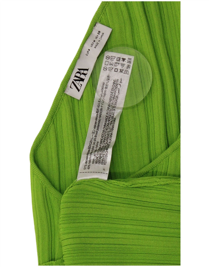 Zara Damen Asymmetrisches One-Shoulder-Kleid UK 12 Mittelgrüne Viskose