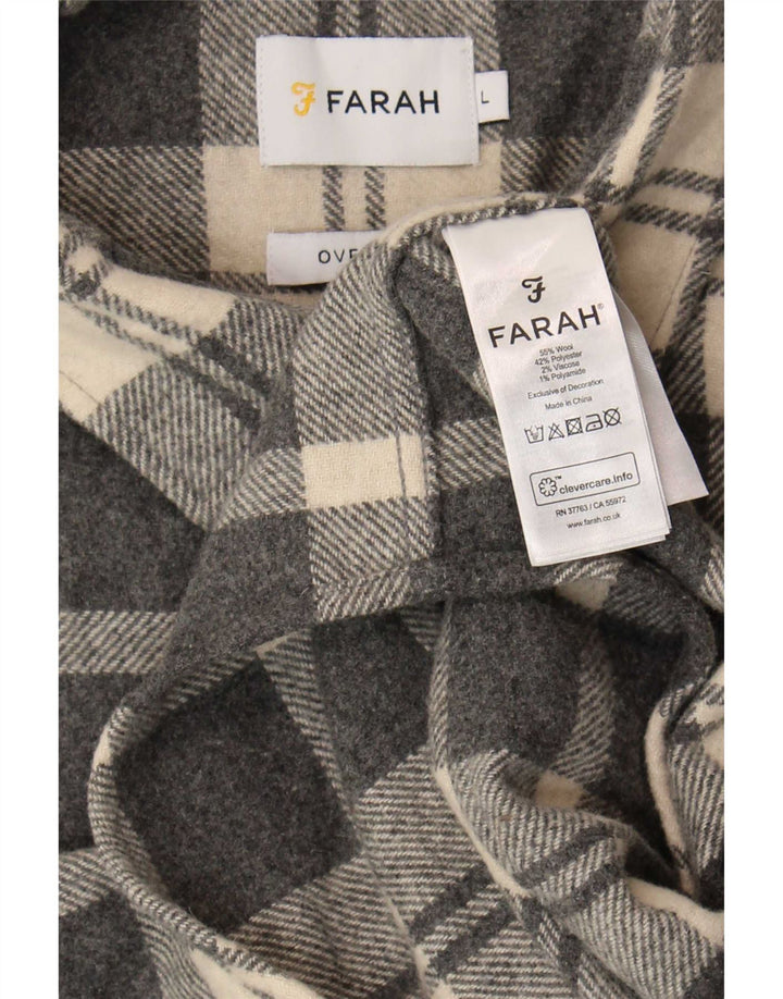Farah Herren-Overshirt-Hemd, große grau karierte Wolle