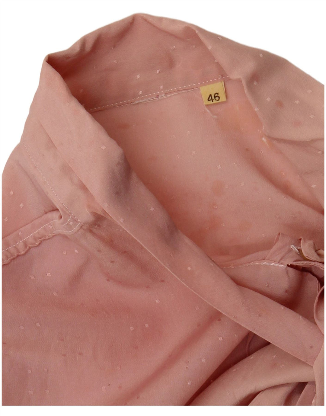 Vintage Damen-Hemdbluse mit Vorderkrawatte, Größe 46, groß, rosa, geometrisch
