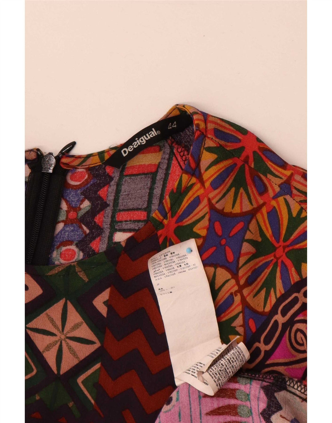 Desigual Damen Basic-Kleid mit 3/4-Ärmeln, EU 44, XL, mehrfarbig, Patchwork