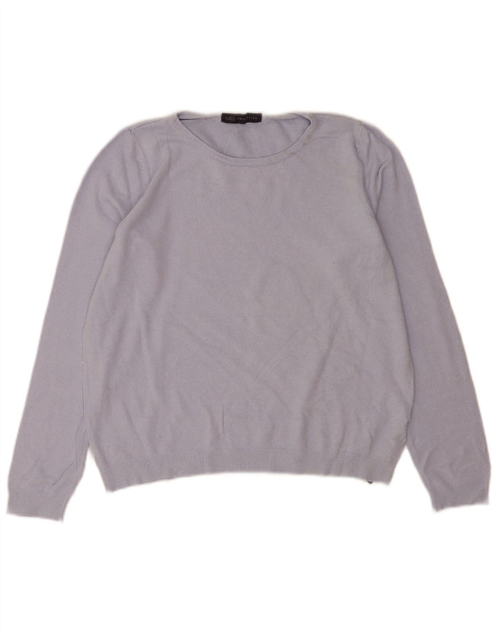 Marks & Spencer Damen-Pullover mit U-Boot-Ausschnitt, UK 12, mittelblaue Viskose