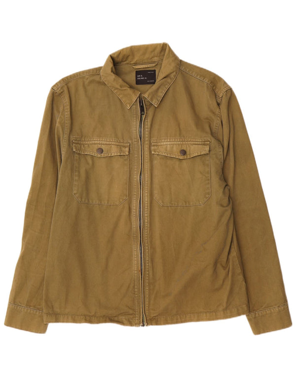 Zara Herren Bomberjacke UK 42 XL Grüne Baumwolle