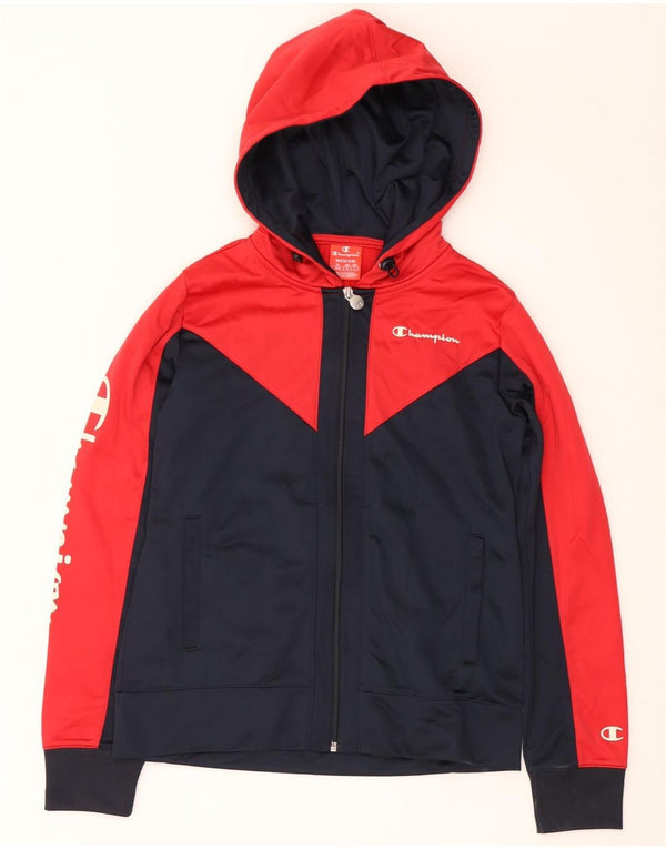 CHAMPION Damen-Kapuzenpullover mit Reißverschluss, UK 14, mittleres Marineblau, Farbblock