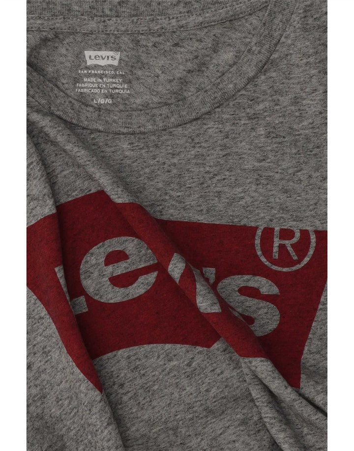 Levi's Damen Grafik-T-Shirt-Oberteil UK 16 Large Grau meliert