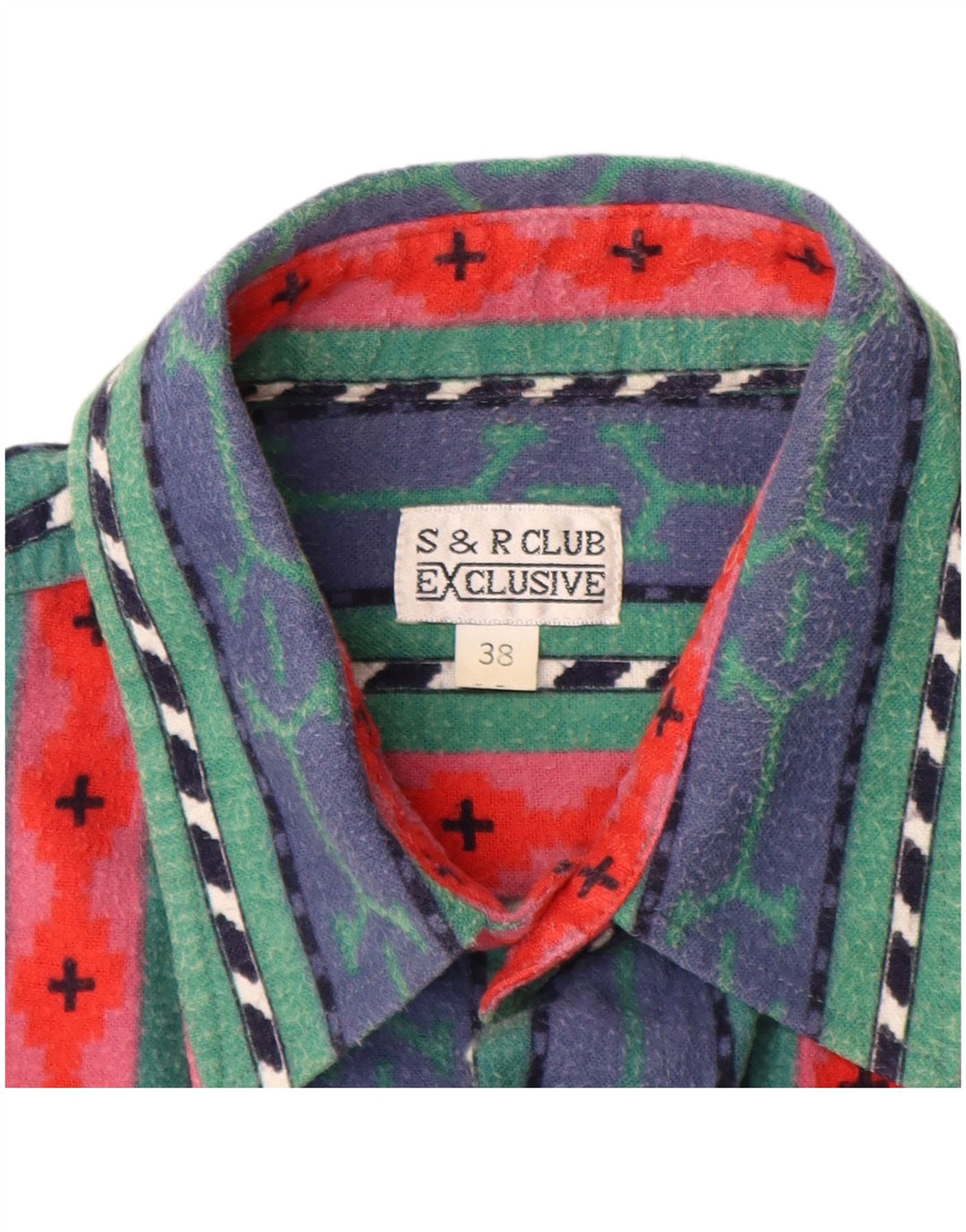 VINTAGE Herren Flanellhemd Größe 38 Mittelblau gestreifte Baumwolle