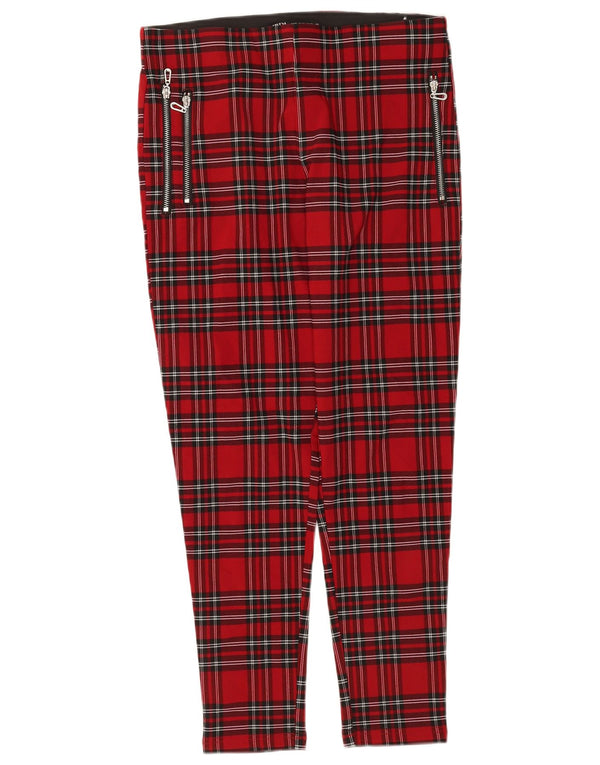 Zara Skinny-Kurzhose für Damen, XL, W32, L26, rot kariert