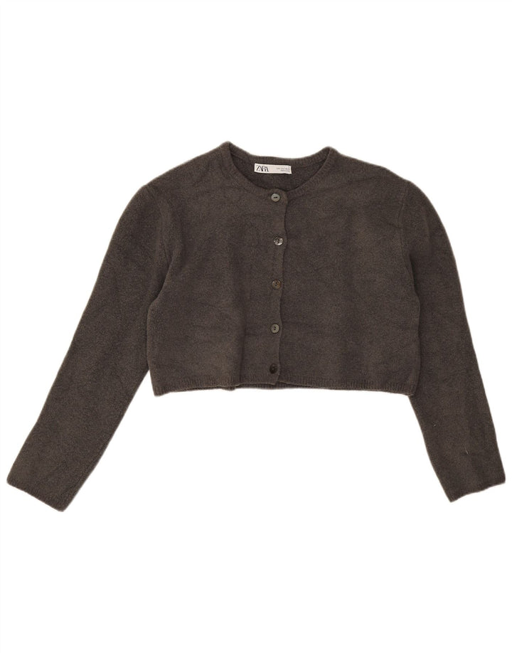 Zara Damen Crop Oversized Cardigan Pullover UK 10 Small Grau