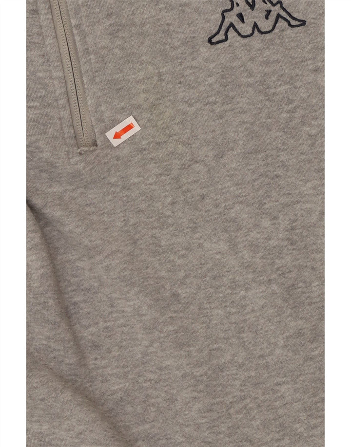 KAPPA Herren-Sweatshirt mit Reißverschluss am Hals, XL, graues Farbblock-Polyester