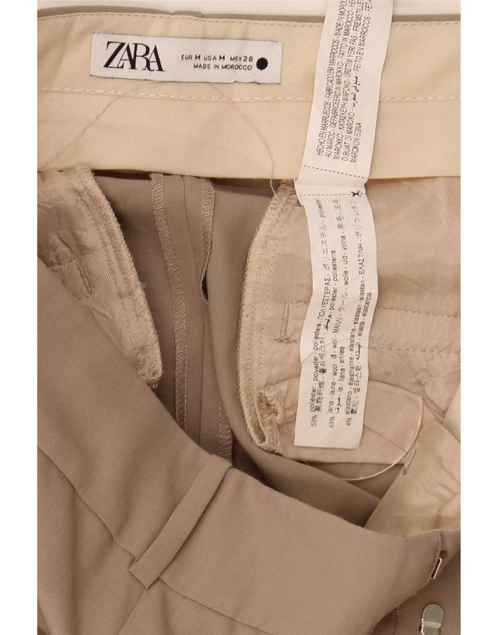 Zara Damen Tapered Anzughose Medium W28 L30 Beige Polyester