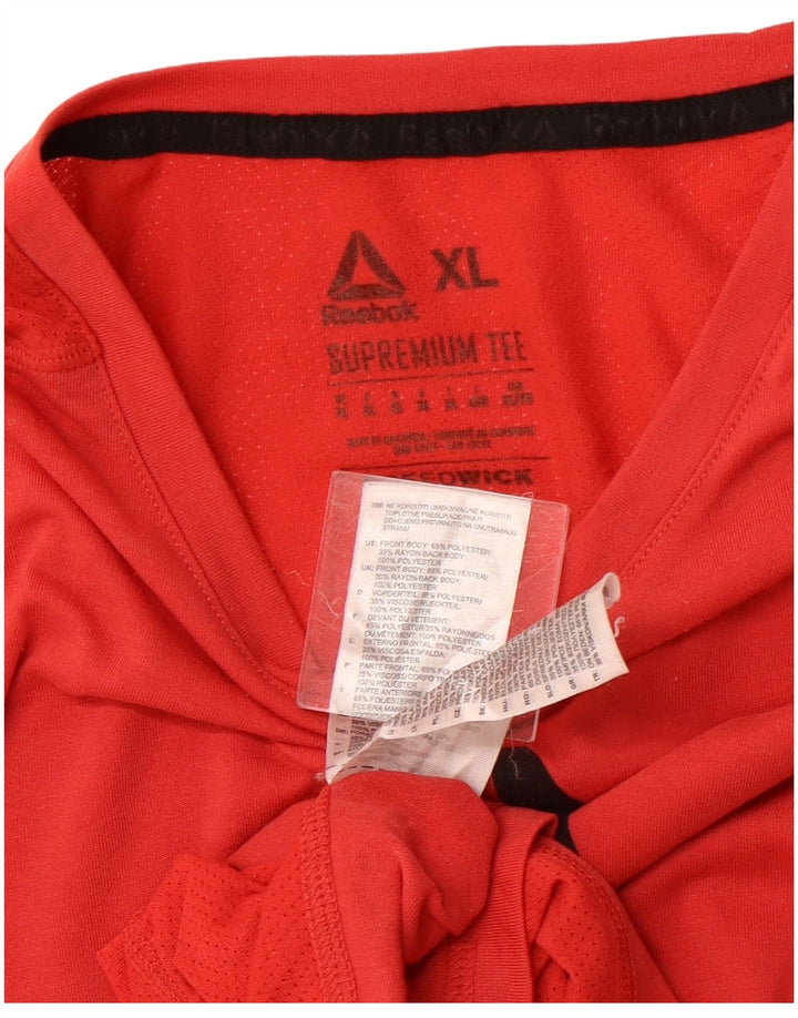 REEBOK Herren Grafik T-Shirt Top XL Rot Polyester Sport