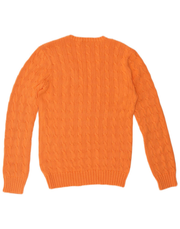 RALPH LAUREN Damen Pullover mit V-Ausschnitt, UK 14, Größe L, Orange, Baumwolle