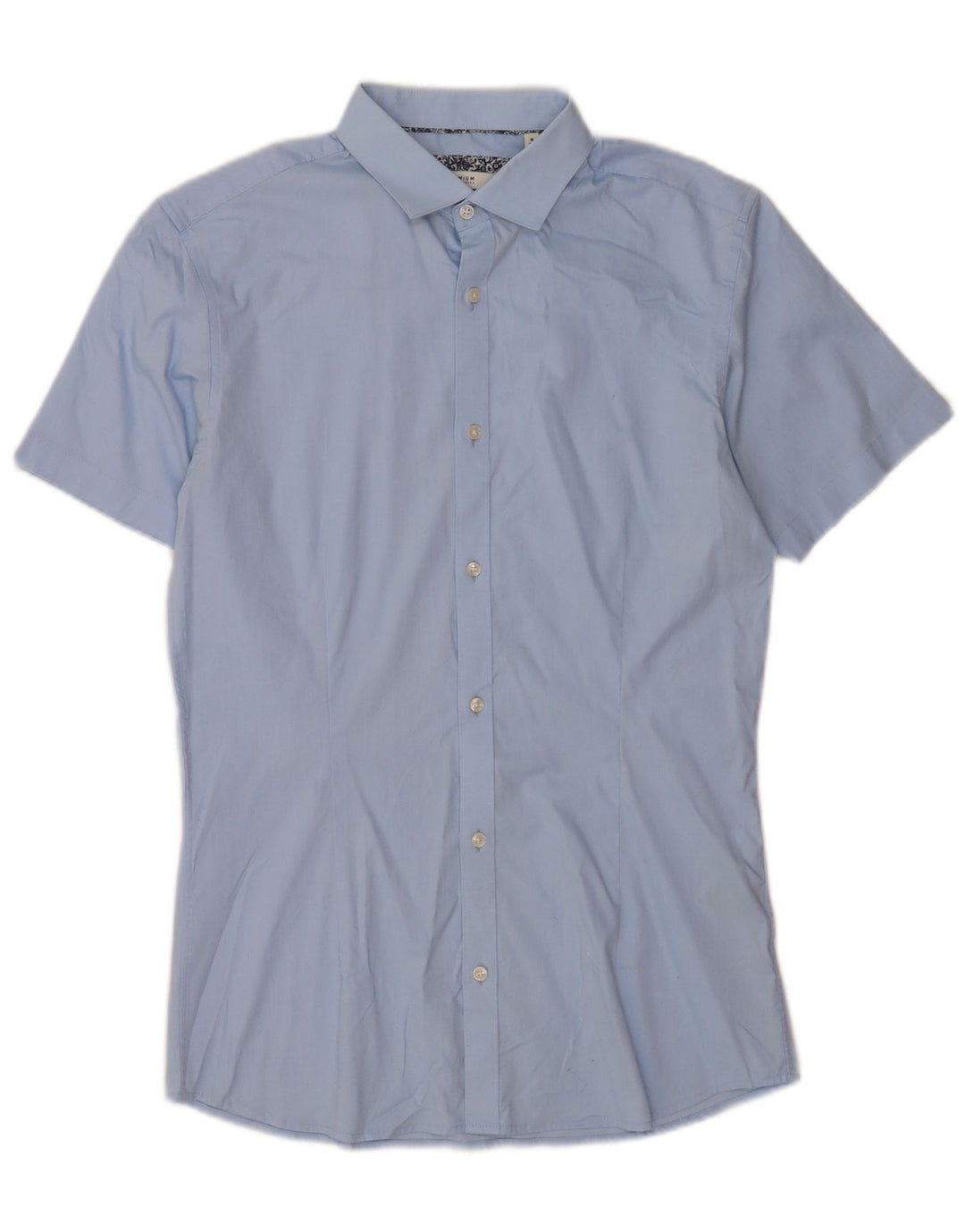 Jack & Jones Herren-Kurzarmhemd, Größe 40, mittelblaue Baumwolle
