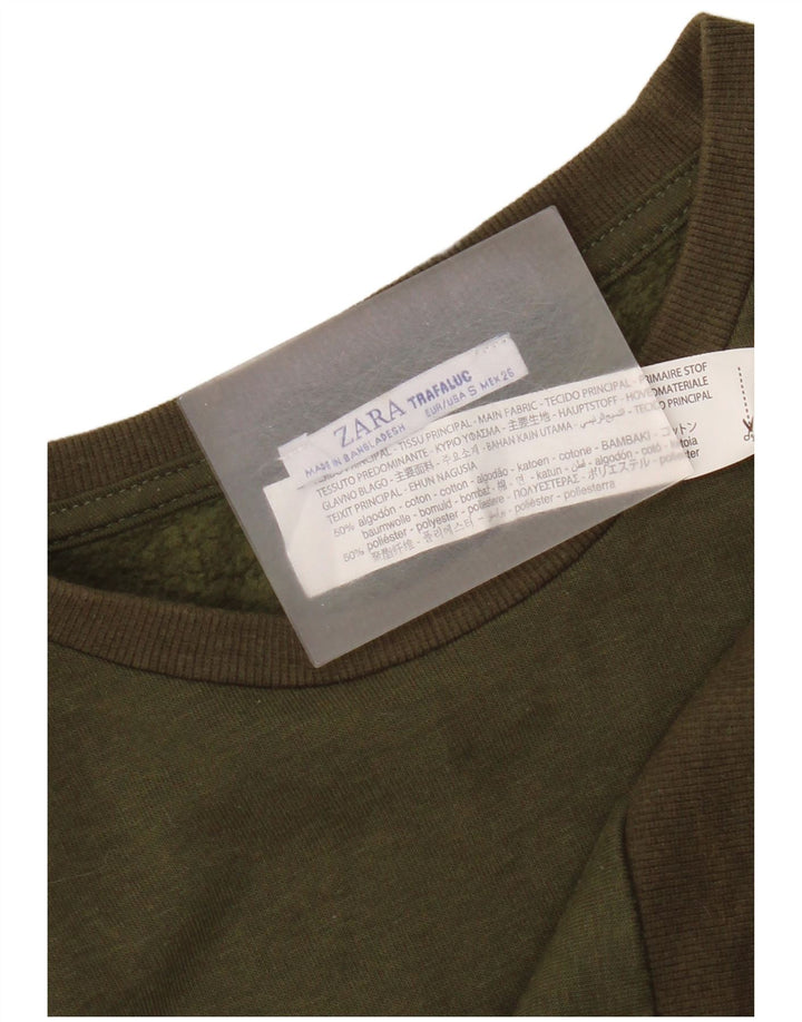 Übergroßer Sweatshirt-Pullover für Damen von Zara, Gr. 10, Größe S, Khaki, Baumwolle