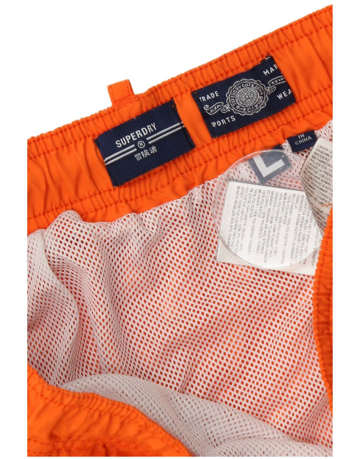 Superdry Herren-Badeshorts mit Grafik, groß, orangefarbenes Polyester