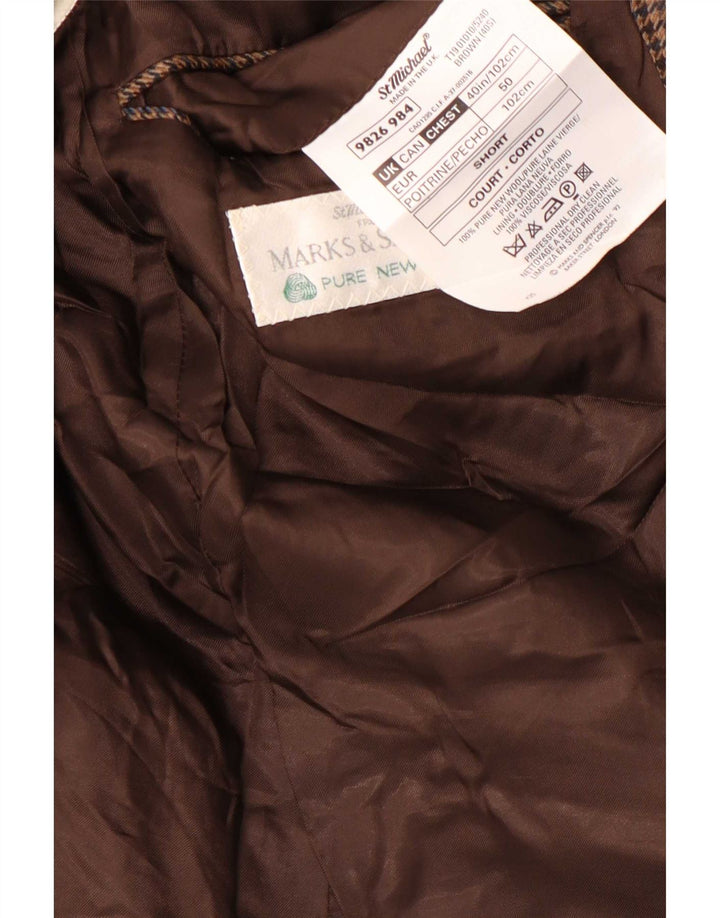 Marks & Spencer Herren-Kurzblazer, UK 40, Mittelbraun mit Hahnentrittmuster