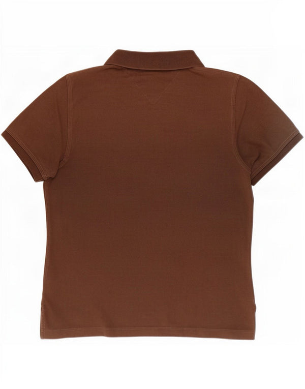 Tommy Hilfiger Damen Poloshirt UK 14 Große braune Baumwolle