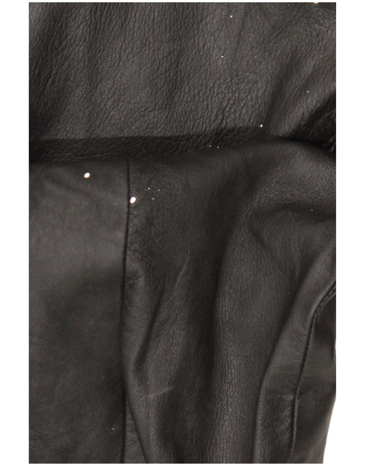 Vintage Damen Ledermantel UK 14 Large Schwarz