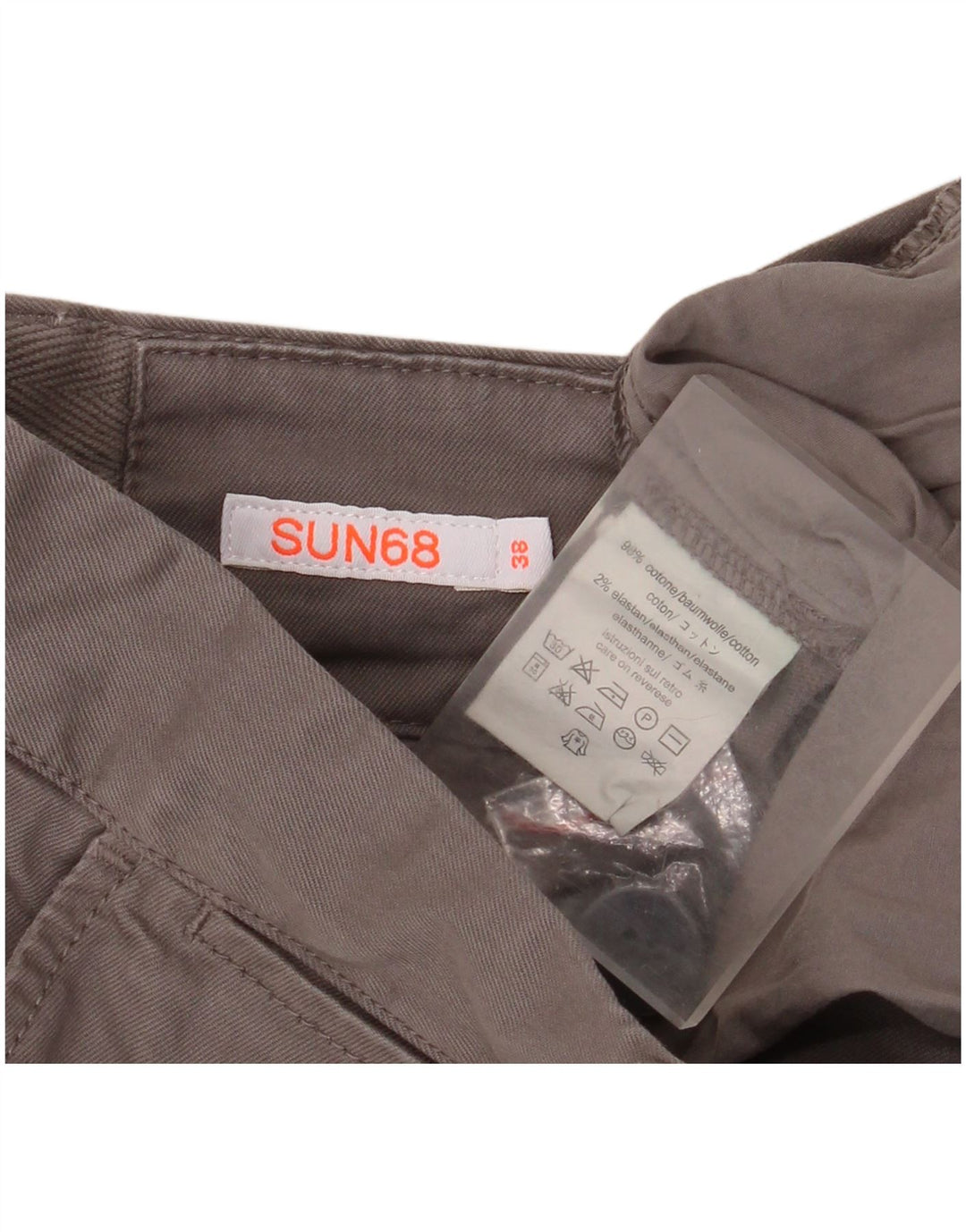 Sun68 Slim Chino-Hose für Herren, W38, L34, graue Baumwolle