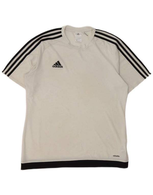 Adidas Herren Climalite T-Shirt Top Large Weiß Colourblock Polyester