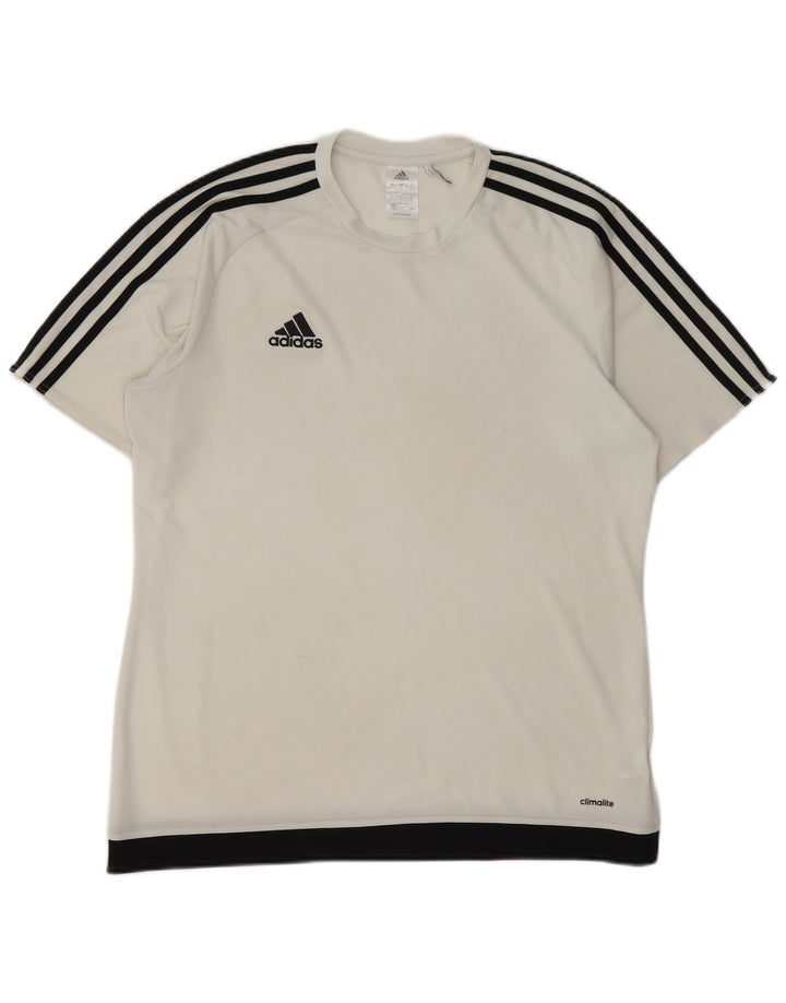 Adidas Herren Climalite T-Shirt Top Large Weiß Colourblock Polyester