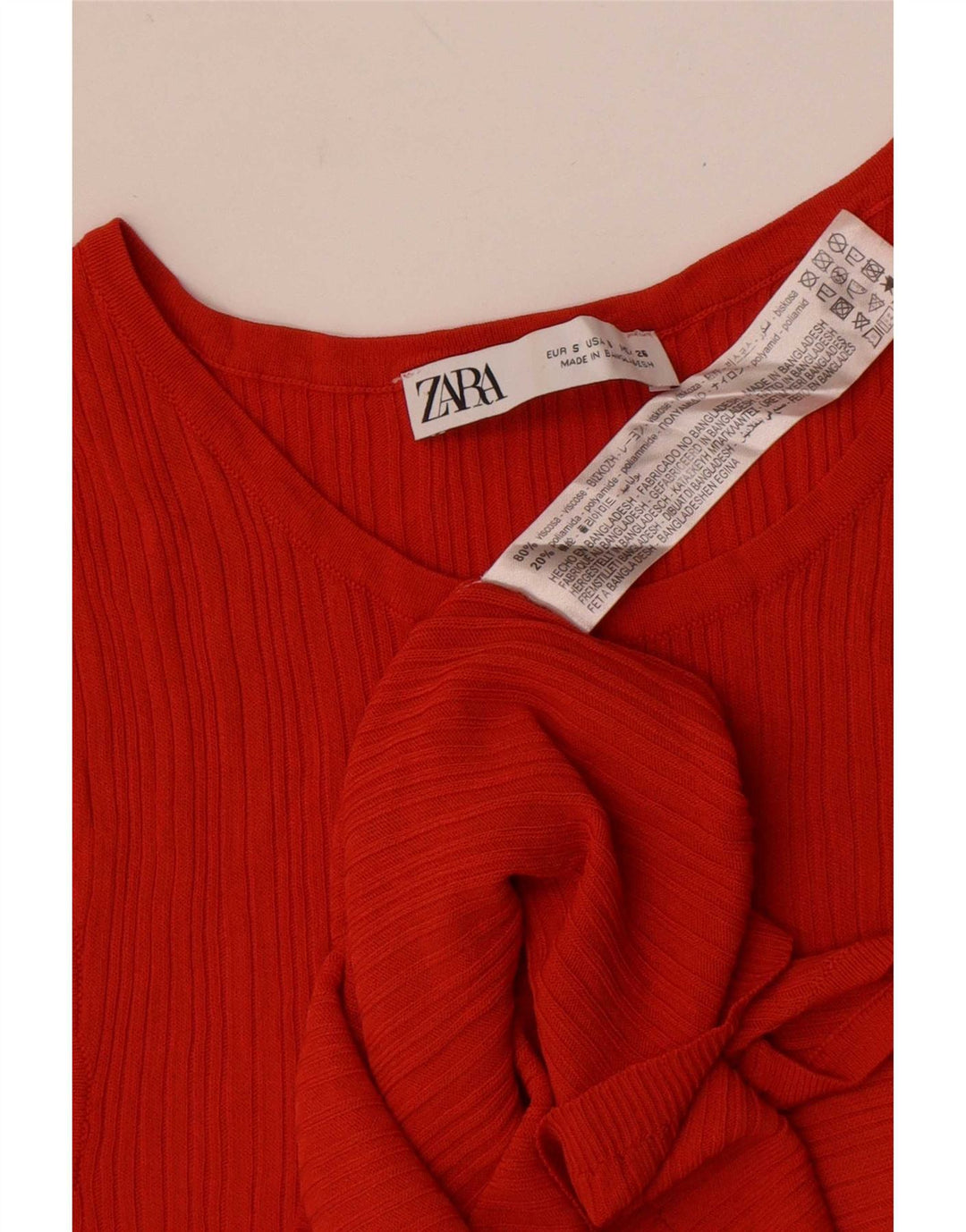 Zara Damen Weste Top UK 8 Small Orange Viskose