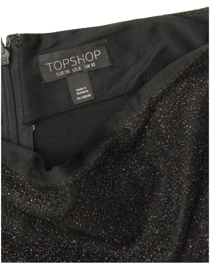 TOPSHOP Damen Minirock UK 10 Small W28 Schwarz Polyester
