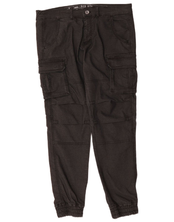 Gas Damen Joggers Cargohose XL W36 L31 Schwarze Baumwolle