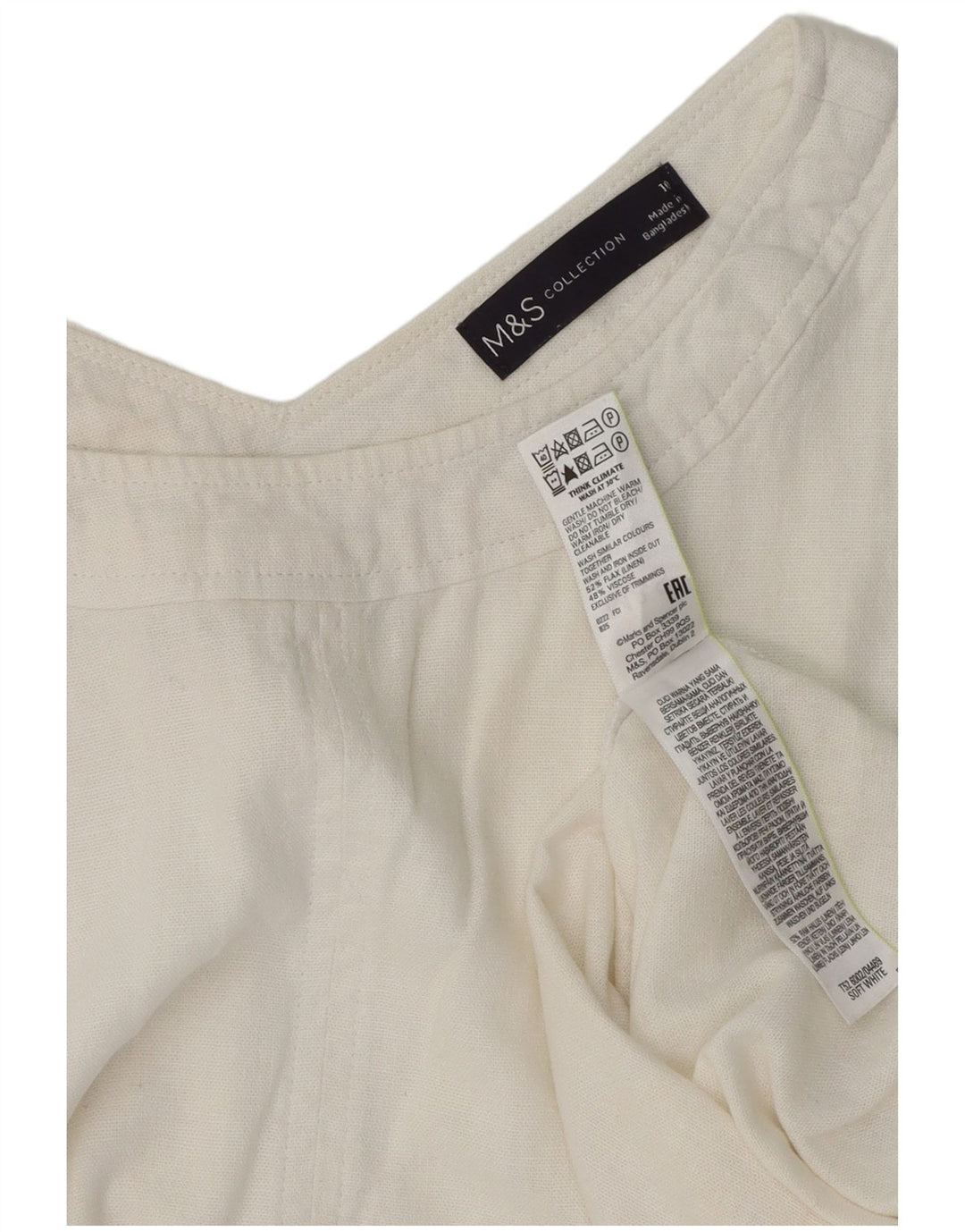 Marks & Spencer Damen Ärmelloses Maxikleid UK 10 Small Weißes Leinen