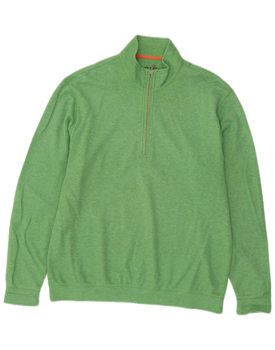 Orvis Herren-Pullover mit Reißverschluss am Hals, mittelgrüne Baumwolle