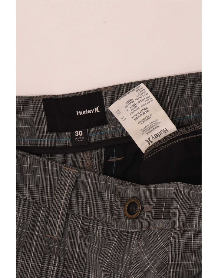 Hurley Herren-Cargo-Shorts, mittelgroß, W30, grau kariertes Polyester