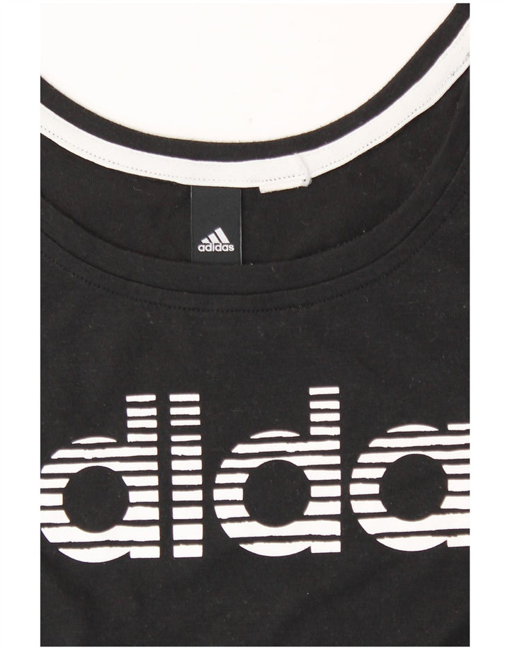 Adidas Damen Graphic T-Shirt Top UK 12 Medium Schwarz