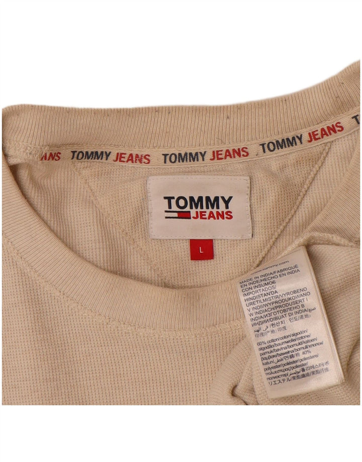 Tommy Hilfiger Herren-Top, langärmelig, groß, beige, Baumwolle