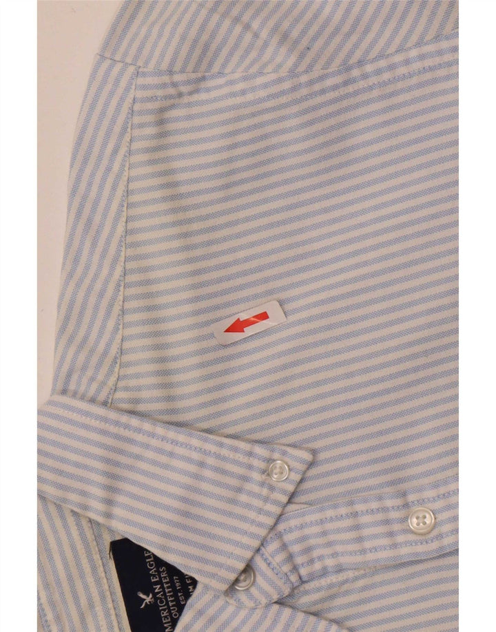 American Eagle Herren-Slim-Fit-Hemd, klein, blau gestreift, Baumwolle