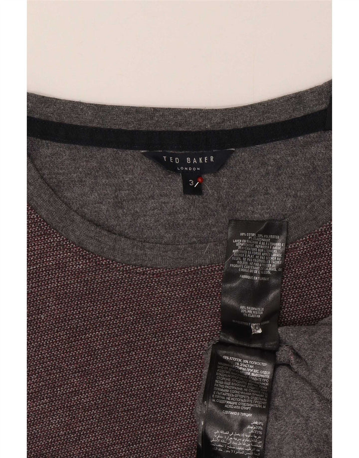 Ted Baker Herren-Pullover mit Rundhalsausschnitt, Größe 3, mittlere burgunderrote Baumwolle