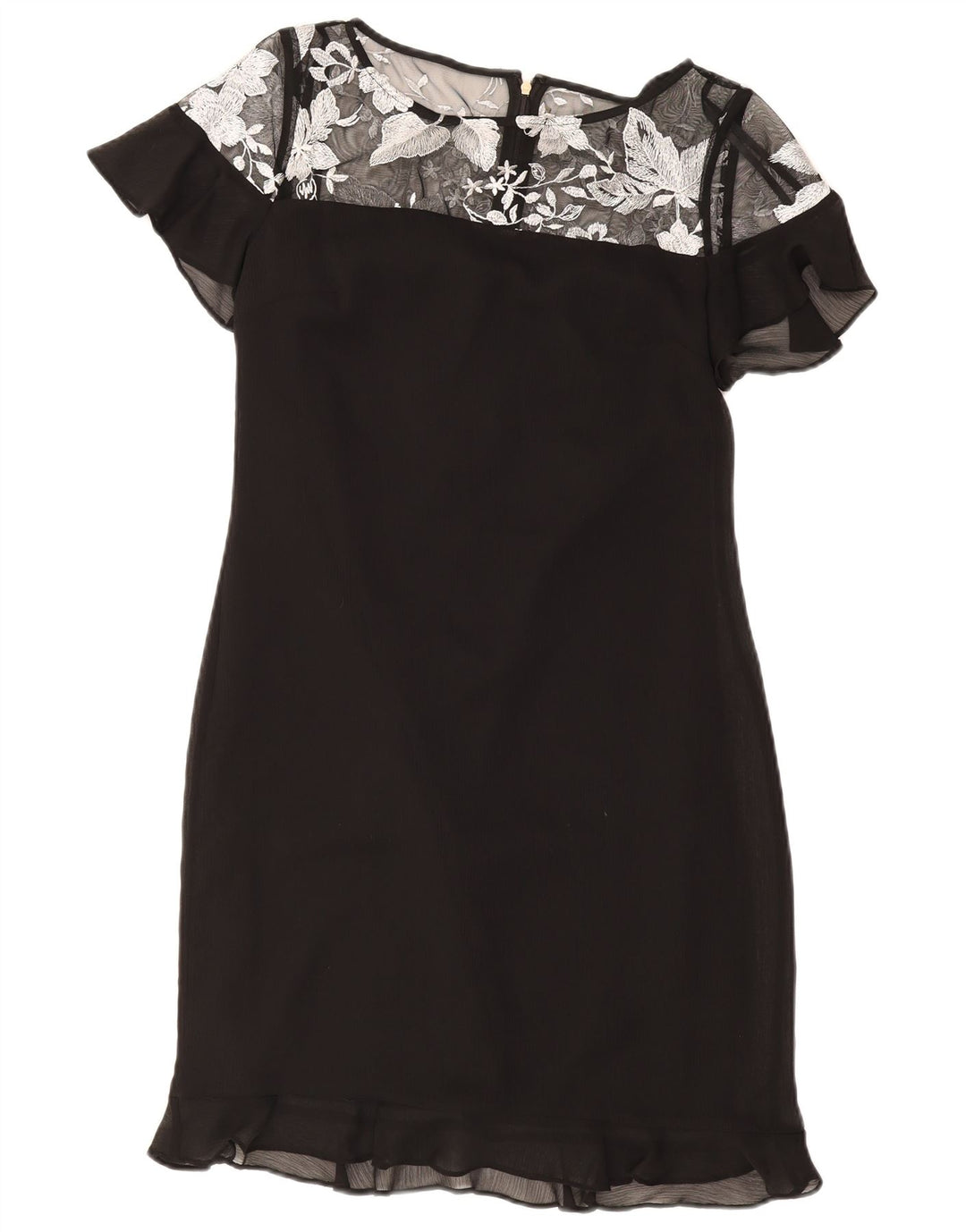 Karl Lagerfeld Damen Etuikleid US 4 Small Schwarz geblümtes Polyester