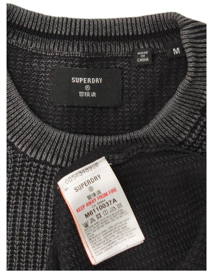 Superdry Herren-Pullover mit Rundhalsausschnitt aus mittelgrauer Baumwolle