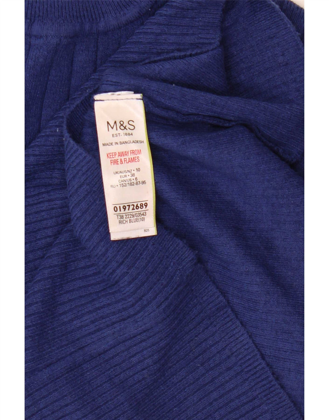 Marks & Spencer Rollkragenpullover für Damen, Gr. 10, Größe S, blau, Viskose