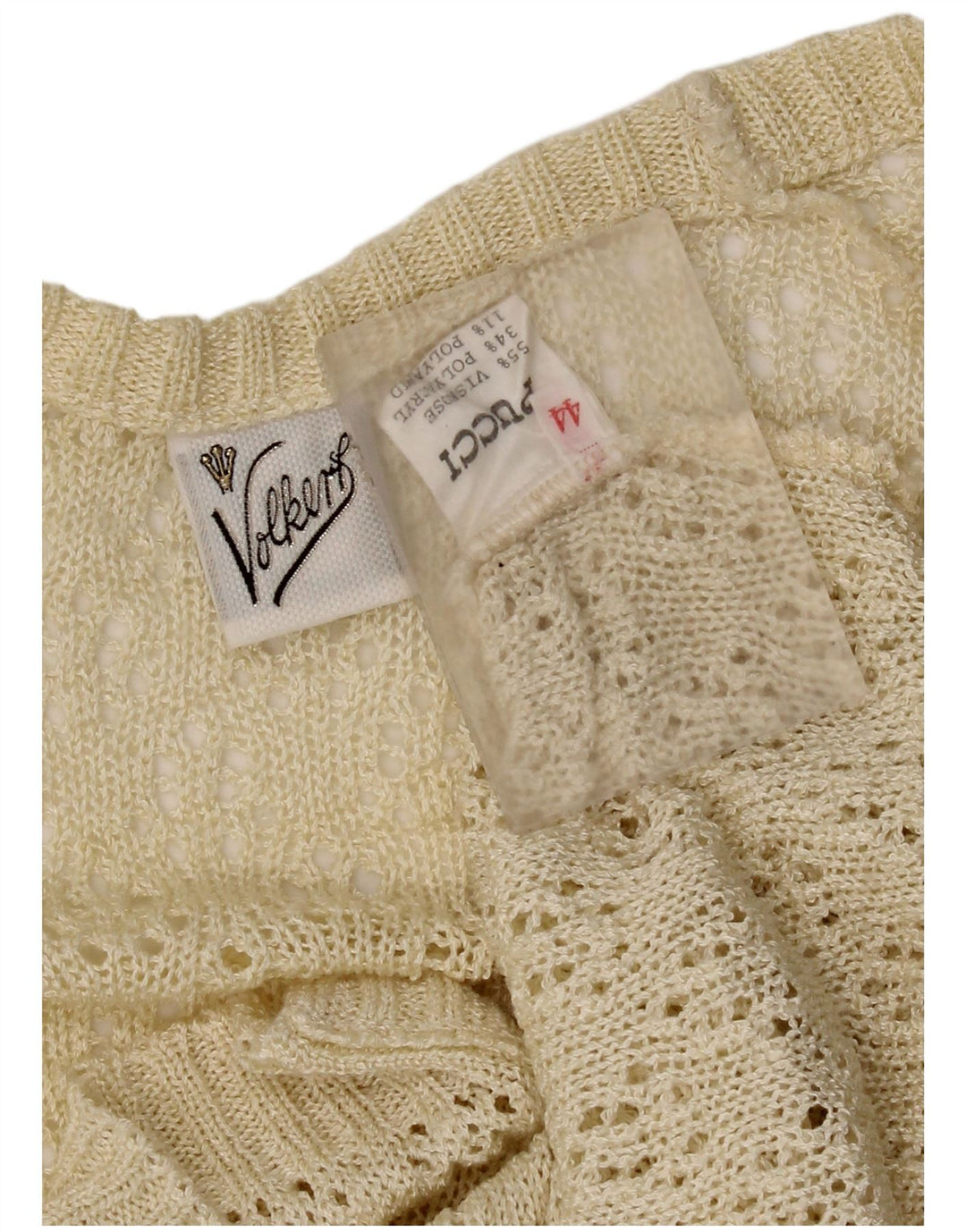 Vintage Damen 3/4 Ärmel Cardigan Pullover IT 44 Mittelbeige Viskose