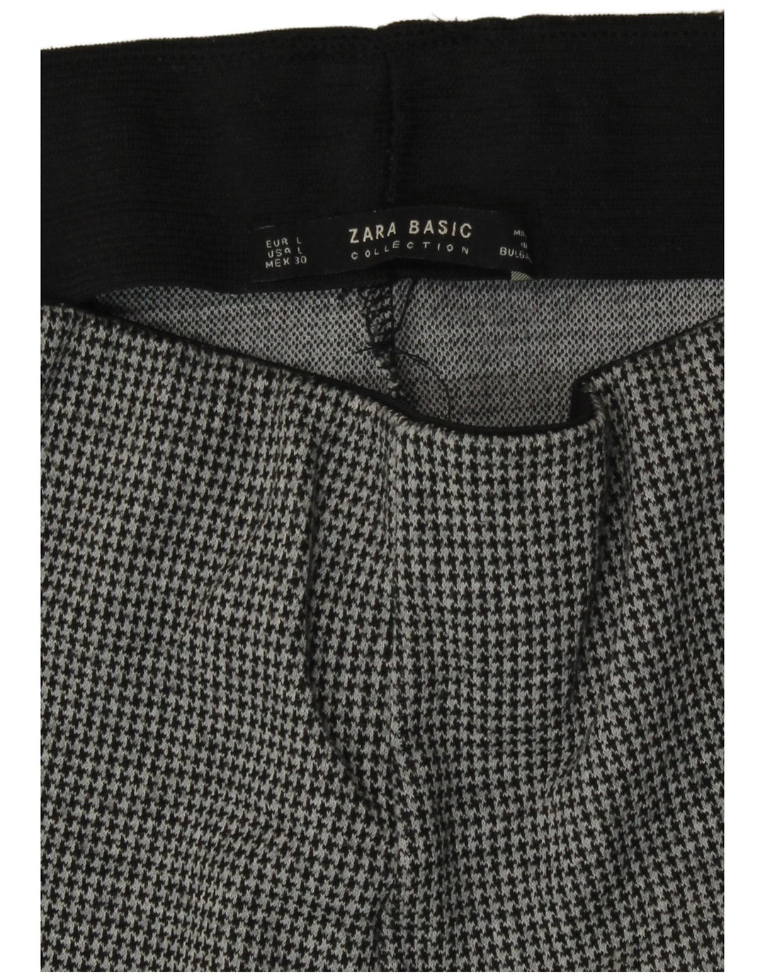 Zara Damen-Leggings mit schmaler Passform, UK 14, Größe L, Grau mit Hahnentrittmuster