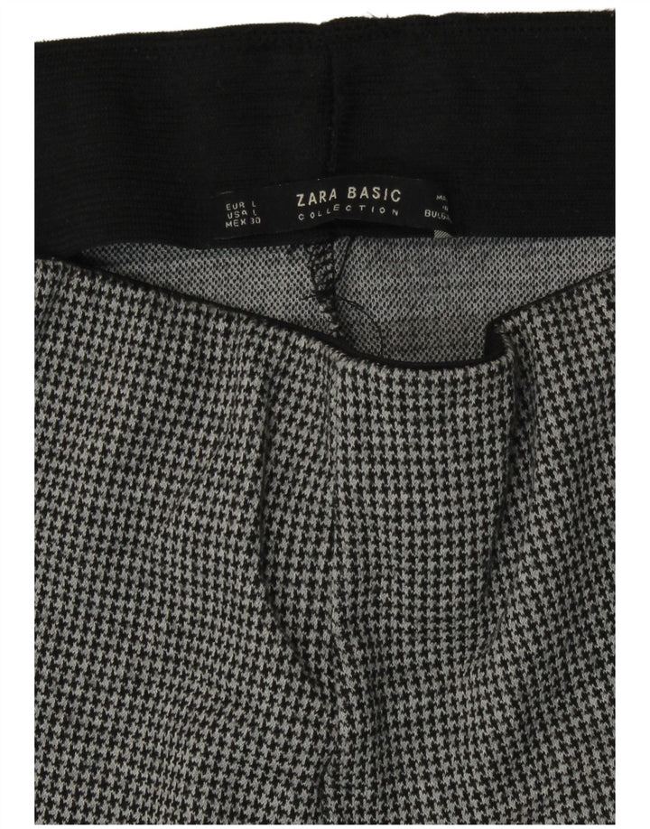 Zara Damen-Leggings mit schmaler Passform, UK 14, Größe L, Grau mit Hahnentrittmuster