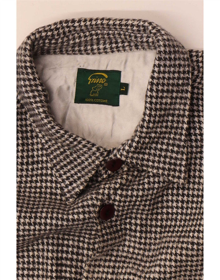 Vintage Herren Flanellhemd Große schwarze Hahnentritt-Baumwolle