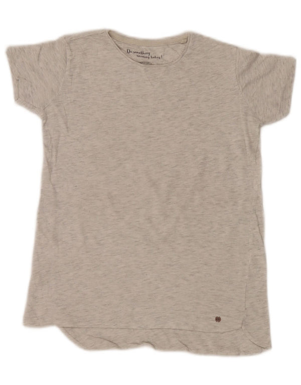 Zara T-Shirt-Oberteil für Mädchen, 7–8 Jahre, grau gesprenkelte Baumwolle