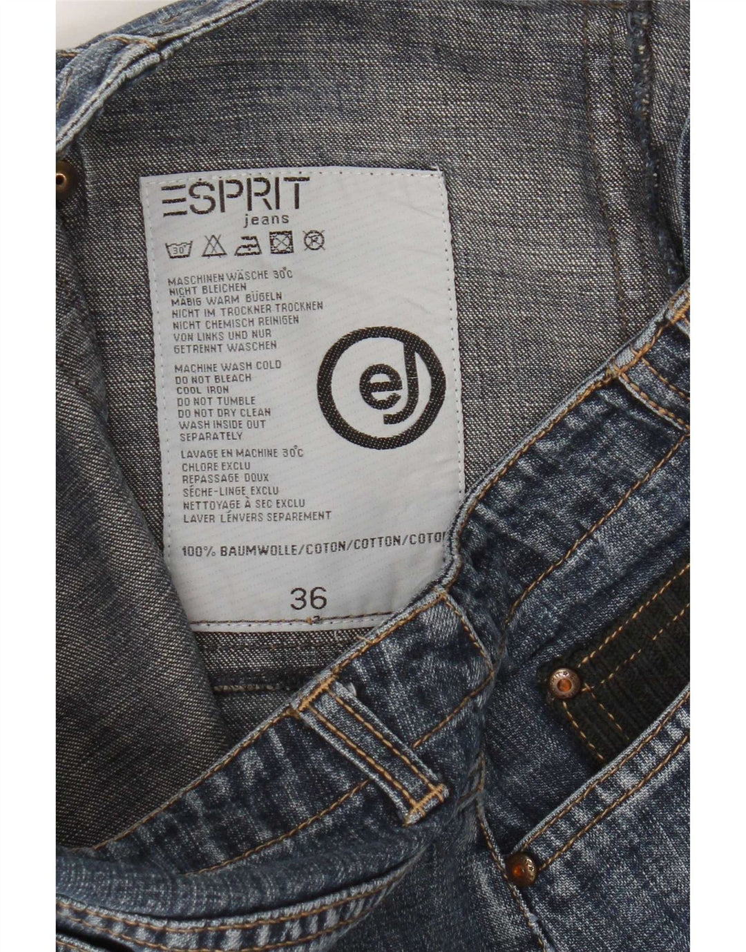 Esprit Damen Mini-Jeansrock EU 36 Small W26 Blaue Baumwolle