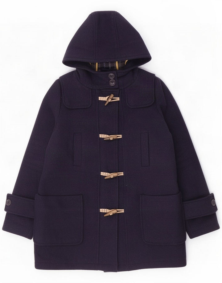Superdry Damen Kapuzen-Dufflejacke UK 16 Large Marineblaue Wolle